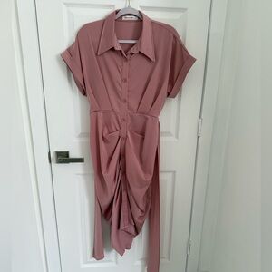 Elegant Pink Button-Down Dress